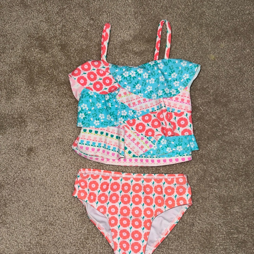 Tommy Bahama Kids Floral Swim Bikini - Blue and Pink